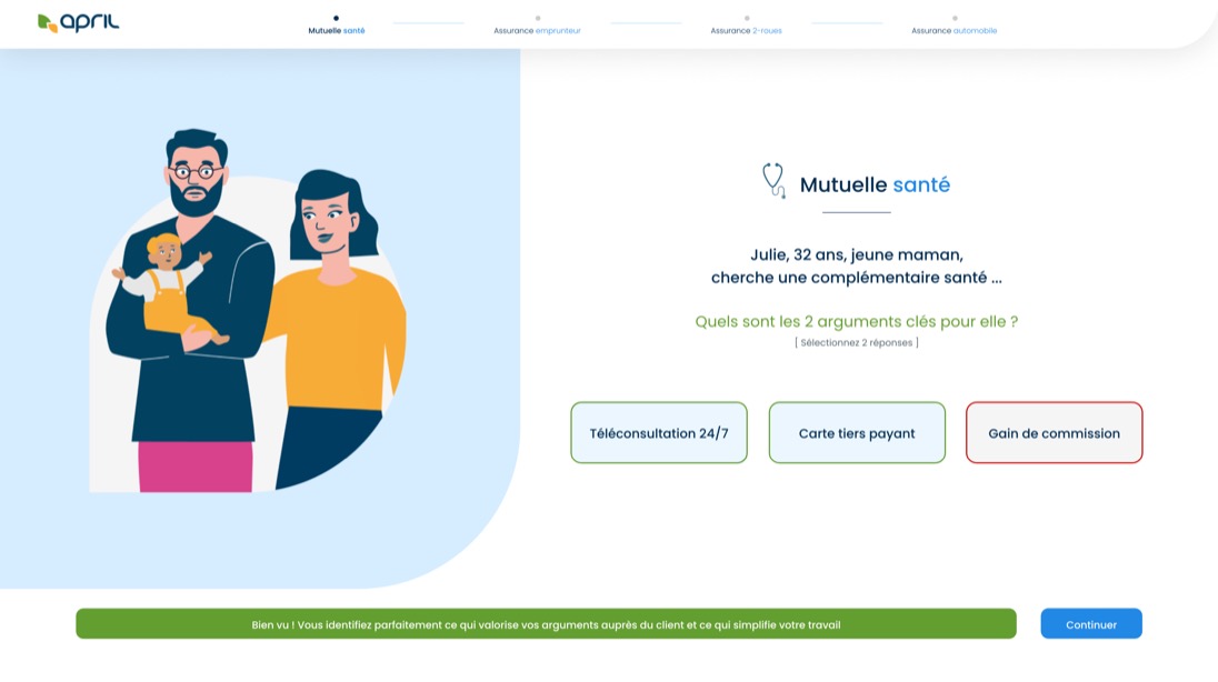 Module e-learning interactif pour courtiers en assurance — Rendu sur device